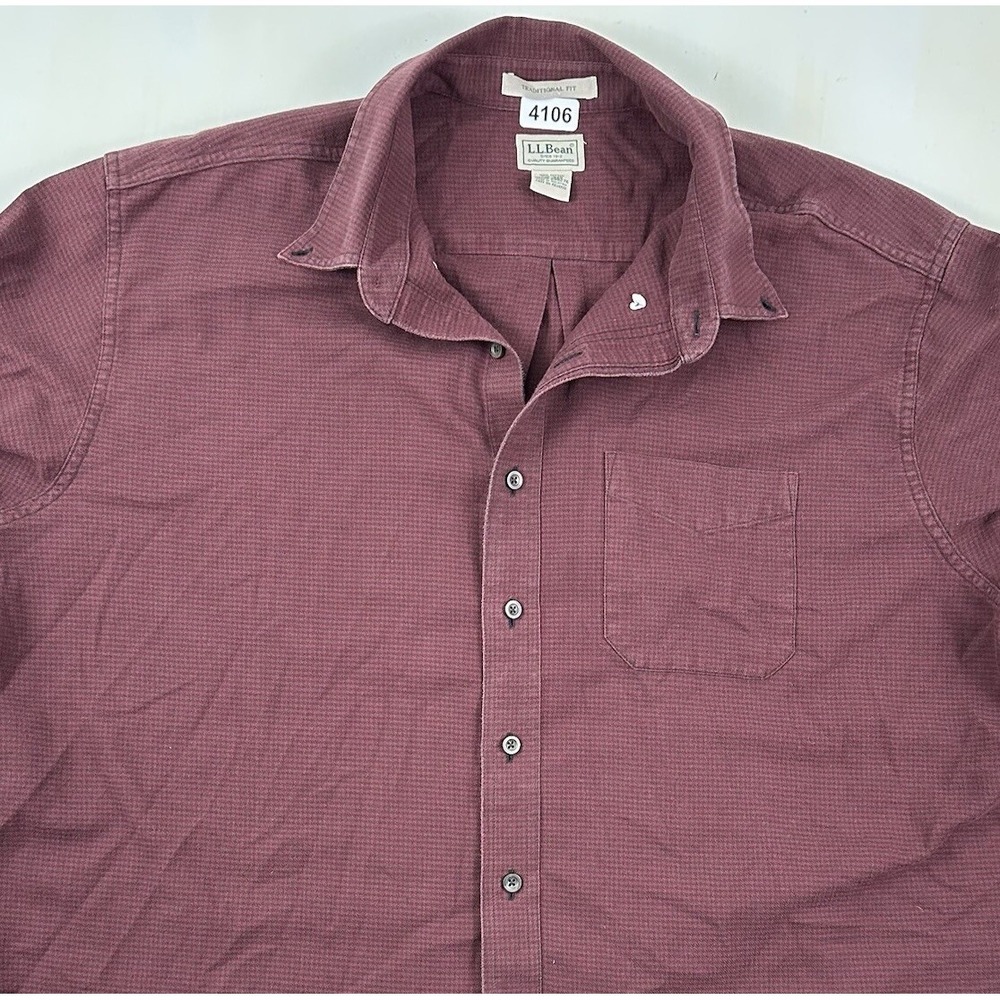 LL Bean Shirt Men's 2XL Houndstooth Wicked Good Flannel Traditional Burgundy XXL